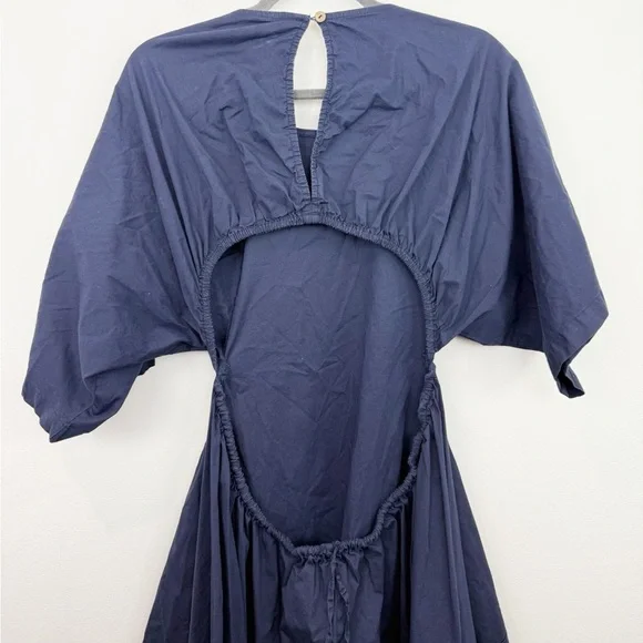 Free People Carmen Tee Navy Blue Midi Dress Open Back Size Medium - Picture 6 of 9